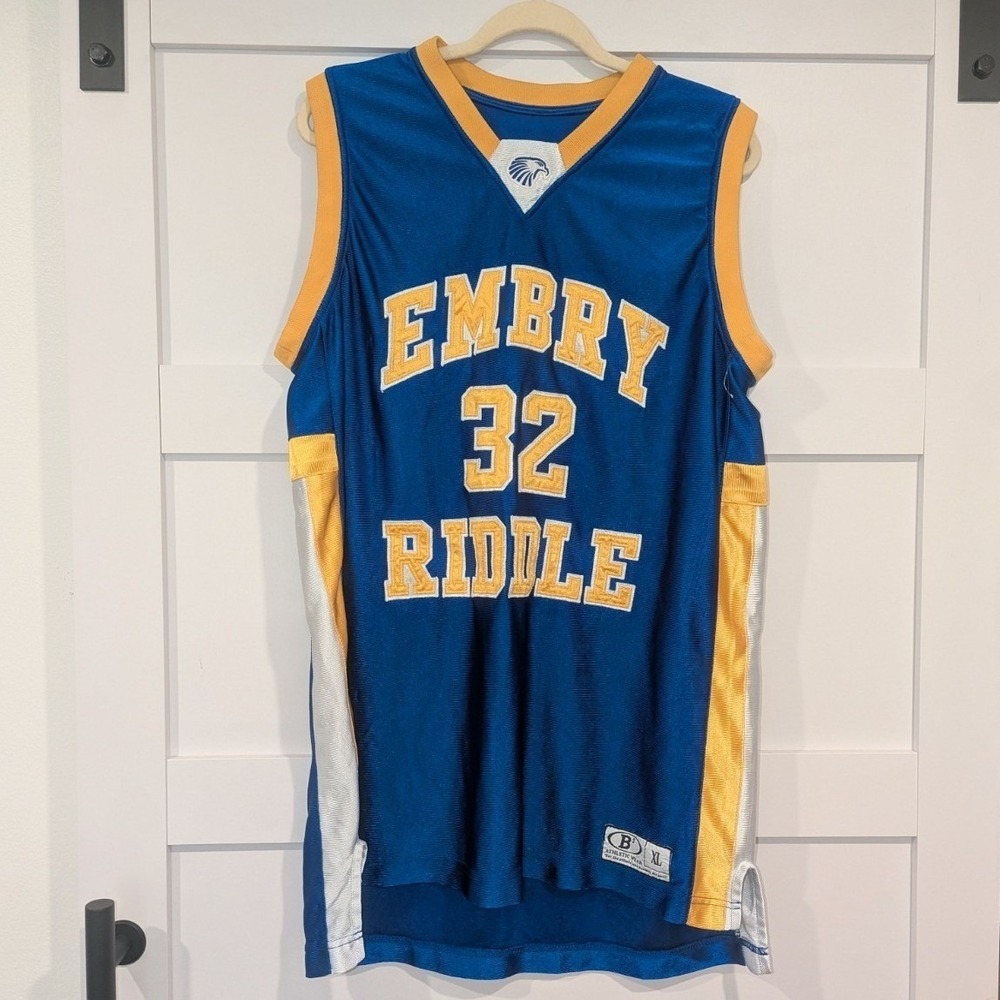 Y2K Basketball Jersey Emory Riddle #32 Blue Gold B3 Athletic Wear XL